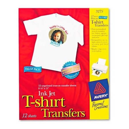Avery Avery Light Fabric Transfers for Inkjet Printers - AVE3275 - 8-1/2 x 11 - White - 12/Pack 3275